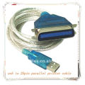 Haute qualité BRAND NOUVEAU 3m USB2.0 mâle à 25pin DB25 câble femelle parallèle câble d&#39;imprimante Transparent Blanc